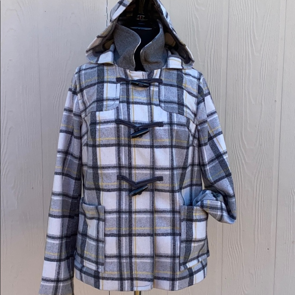 PLAID ZIPPER HOODED JACKET
